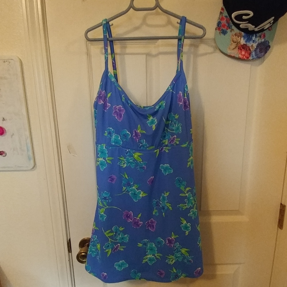 Blue floral dress swimsuit